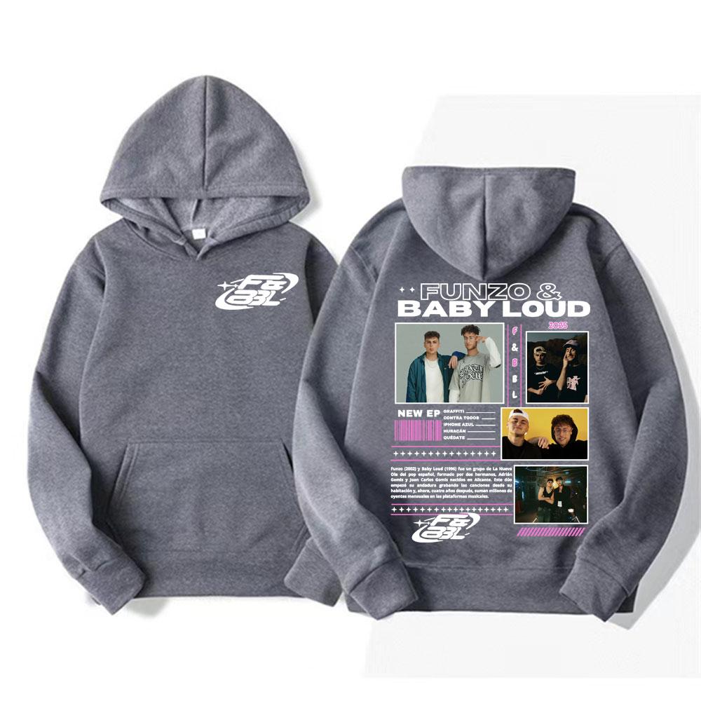 Rapper Funzo & Baby Loud 2025 Tour Mikiny Unisex Módní Ležérní Mikina s Dlouhým Rukávem Pánská Punk Hip Hop Street Mikina