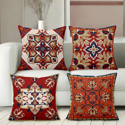 Oriental Patterned Throw Pillows For Home Decor Polyester Pillowcase, Sofa Decorative Cushion Cov Headboard Pillow