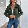 Giacche e cappotti con collo a polo a maniche lunghe autunno inverno stampa tinta unita moda casual da donna