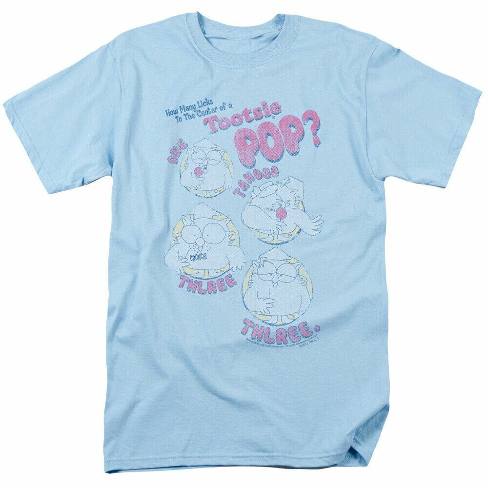 26 Tootsie Pop Three T Shirt Mens Licensed Fruit Sucker Candy Mr Owl Tee Light Blue Unisex T-Shirt M