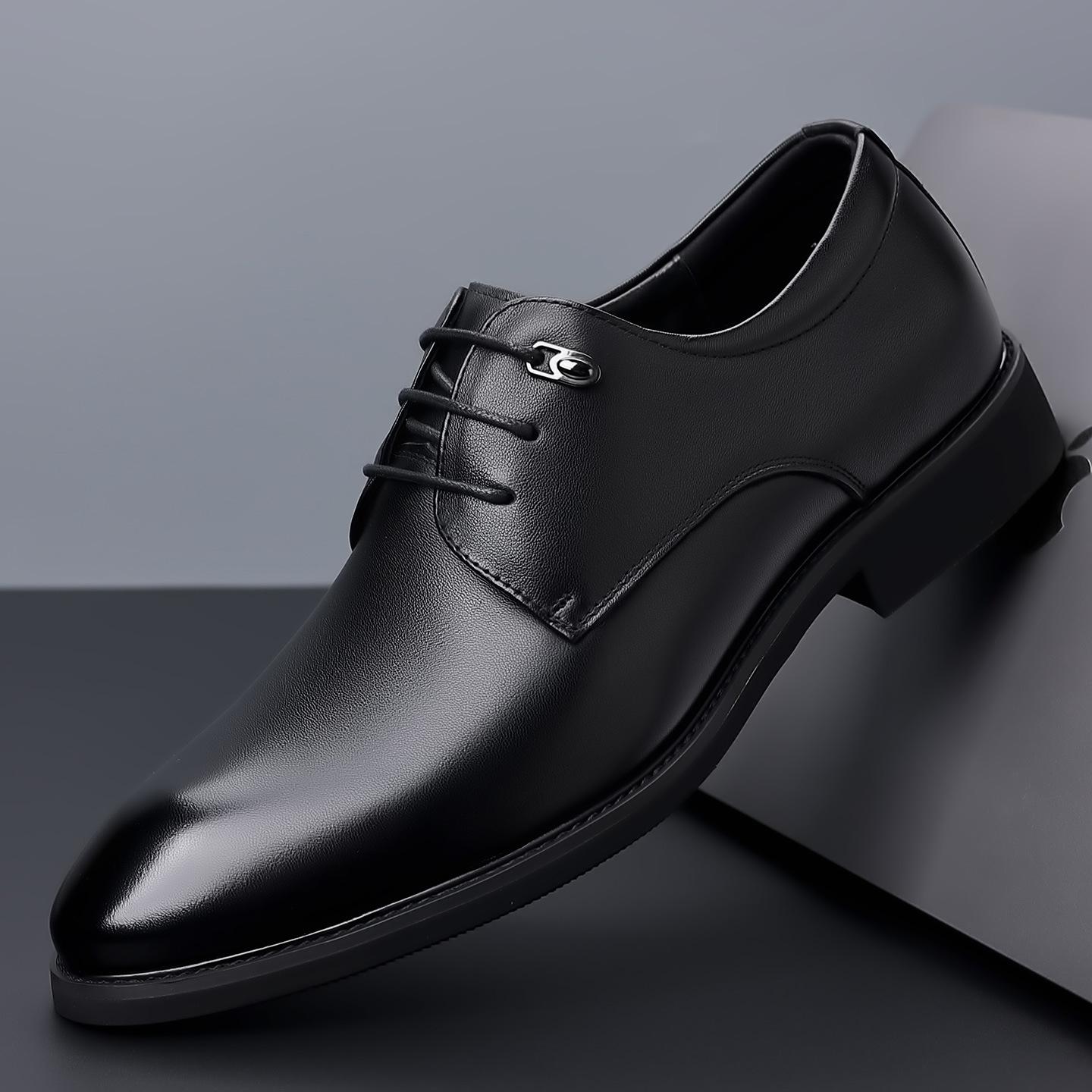 

Первый слой коровьей кожи новые мужские кожаные туфли деловые туфли из натуральной кожи свадебные туфли для работы в британском стиле дышащие мужские туфли большие 47 чёрный