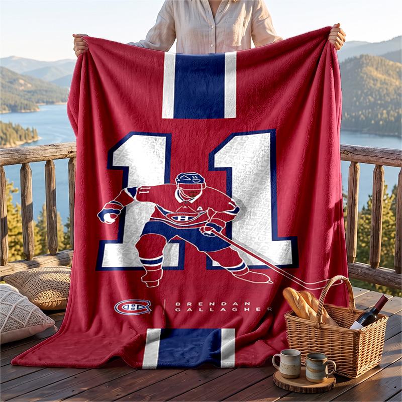 Warm Flannel Blanket Montreal Canadiens Pattern, Lightweight Comfortable Throw Blanket for Bed Sofa Use