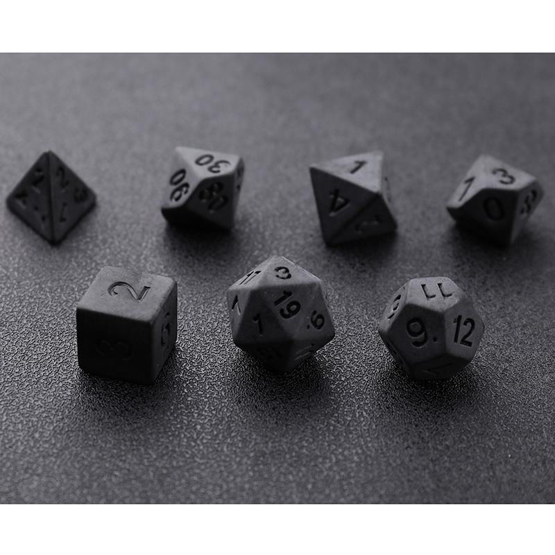 7Pcs/Set Black Dice Set  Personality Unprinted Polyhedron Cubes  Dice