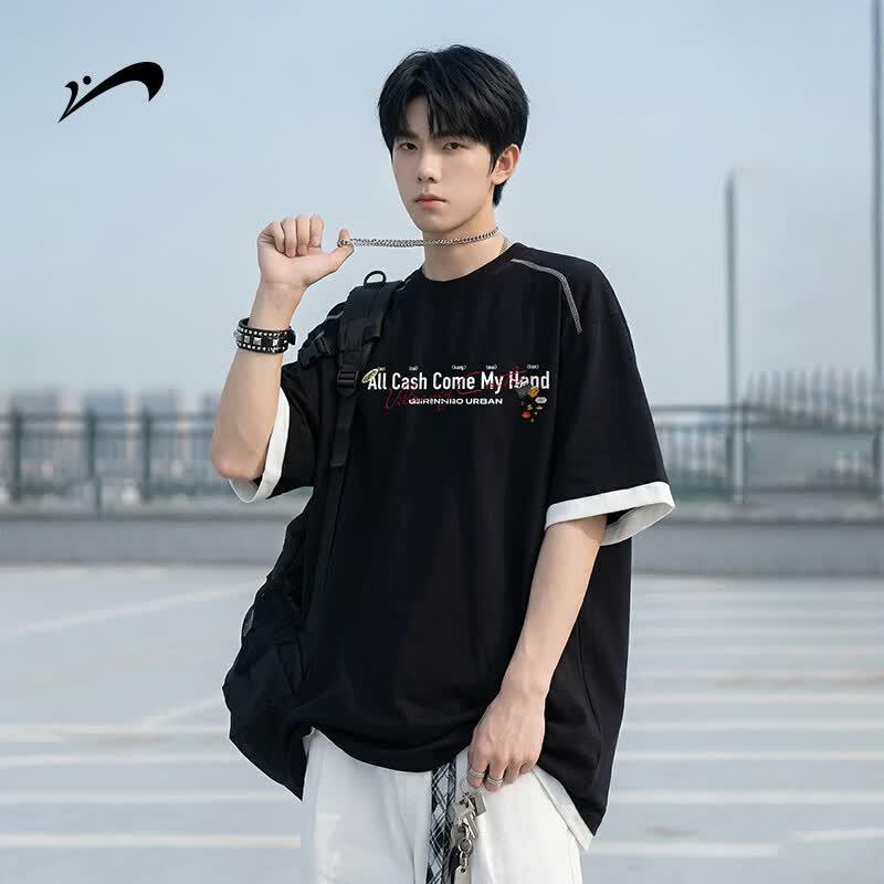 Guirenniao Men's Cotton American Style Short Sleeve T-Shirt