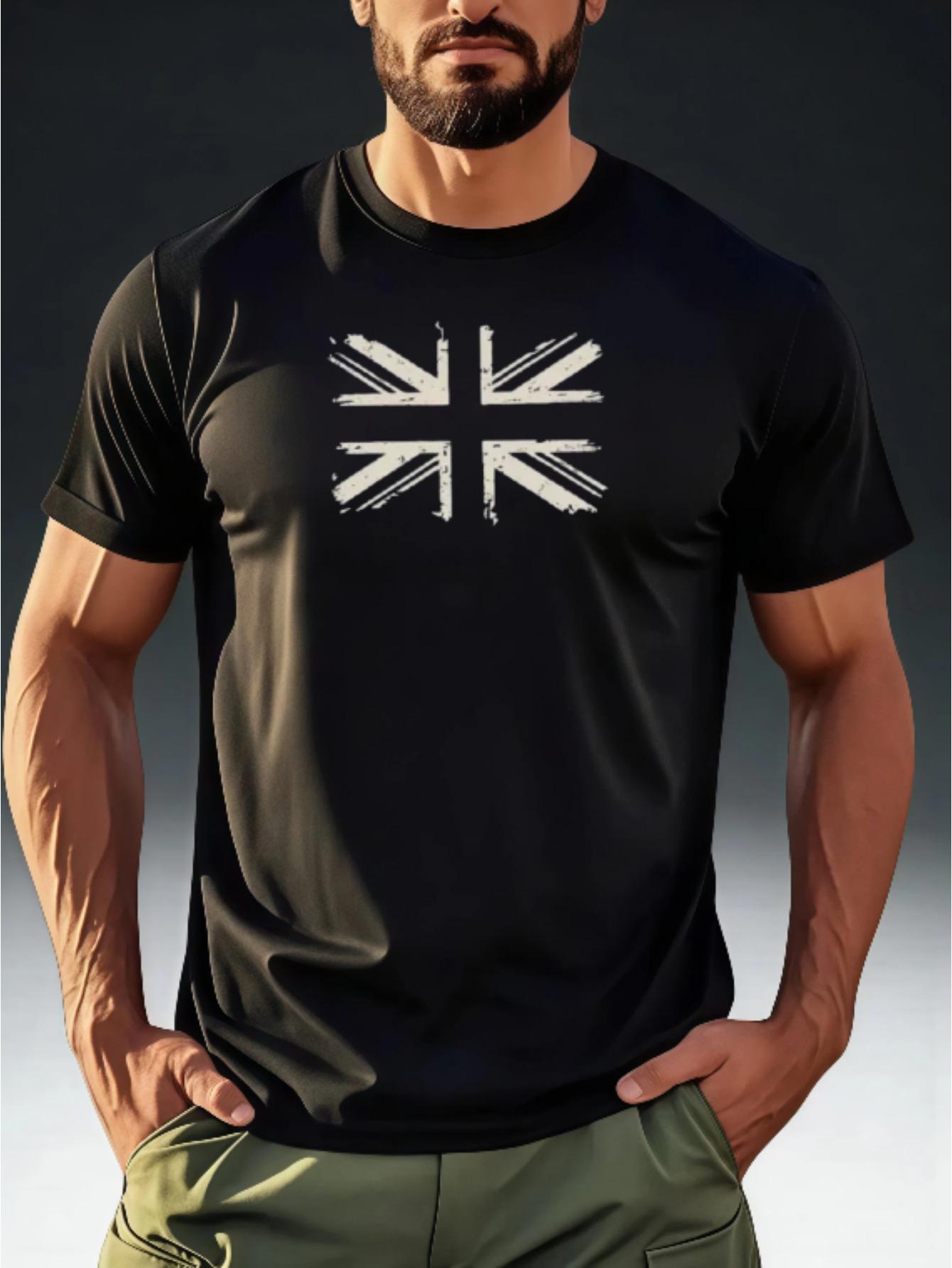 Men s Vintage British Style Distressed Union Jack Print T-Shirt XL
