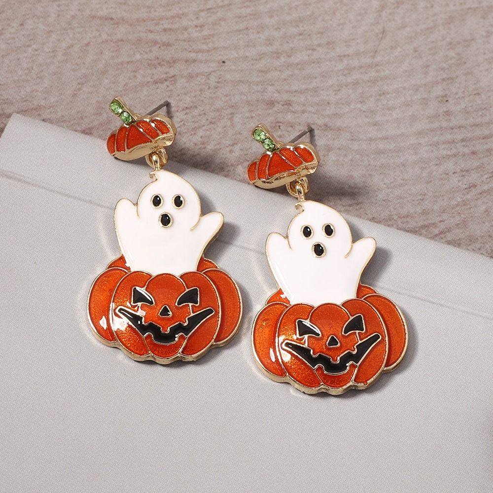 Tassel Cute Pumpkin Ghost Necklace Personality Vintage Earring Exquisite Collarbone Chain Autumn