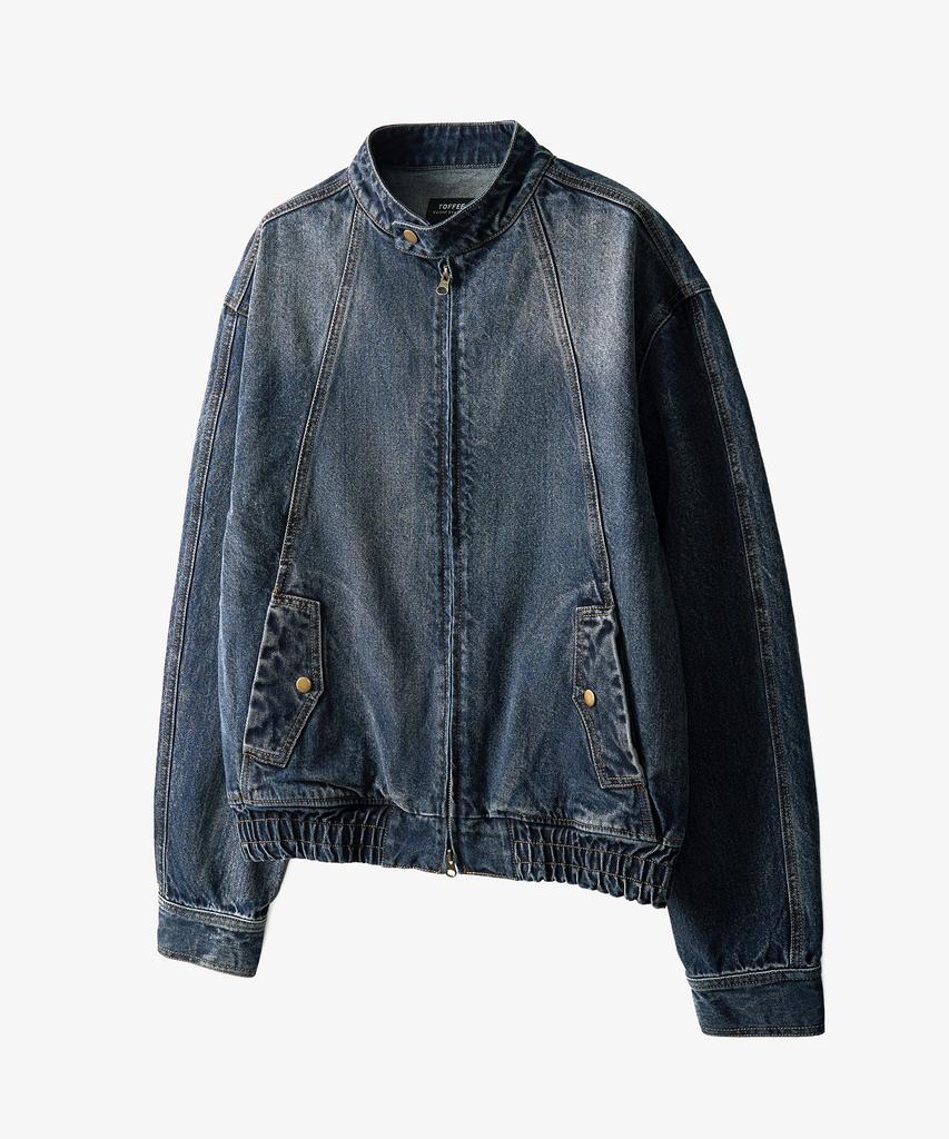 Toffee Vintage Snap Denim Blouson Jacket (Washed Indigo)