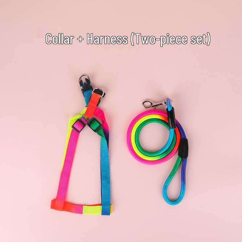 Seven-Color Dog Leash and Harness for Small, Medium, and Large Dogs