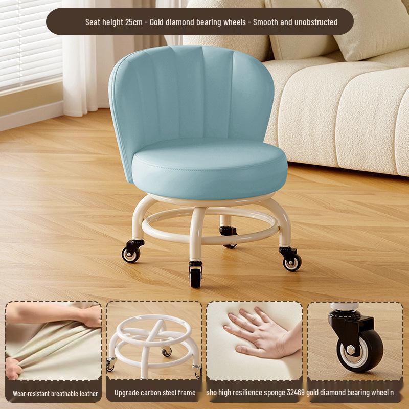 Children's Rotating Stool with Backrest and Silent Wheels