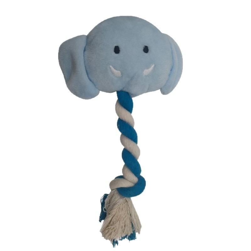 

Squeaky Elephant Rope Dog Toy Chew Toy For Puppy Teeth Cleaning синий