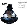 Gaming Room Decoration Faux Crystal Ball Grim Reaper Statue, Gothic Resin Black Robed Skull Statue Sculpture with Glowing Clear Ball, Mysterious