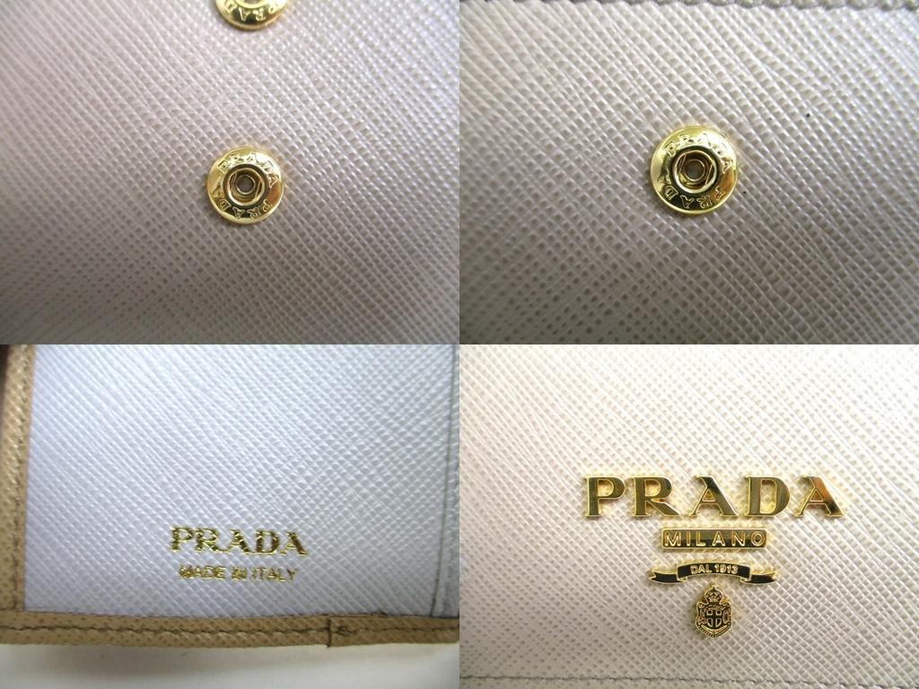 Authentic PRADA Sand Saffiano Leather Multicolor Trifold Wallet Compact Wallet #a876  Refurbished