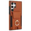 For Samsung Galaxy S24 Ultra Case with Ring Kickstand Leather Coated TPU Phone Cover