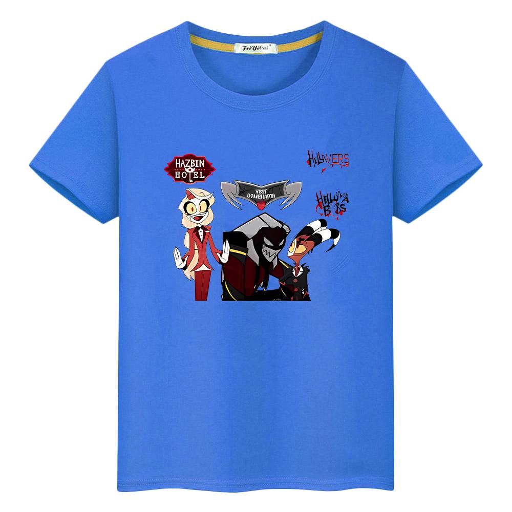 t shirt for kids boy10year helluva boss Print 100%Cotton Christmas anime Tops Short y2k pride tshirt Cute Tees girl clothes