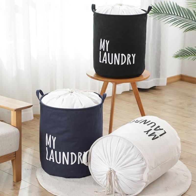1Pc-Foldable Drawstring Laundry Large Capacity Waterproof Clothes Storage Basket For Home Bathroom Children'S Toy Organiz