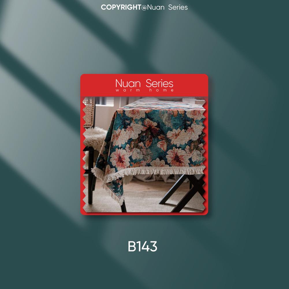 1PC Nuan Series Artistic Jacquard Romantic Style Polyester Tablecloth with Tassels for Dining Table Coffee Table Makeup Table Home Decor