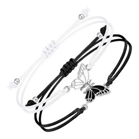 Adjustable Cross-Woven Butterfly Bracelet for Couples & Best Friends - Versatile Sweet Style Hand Jewelry