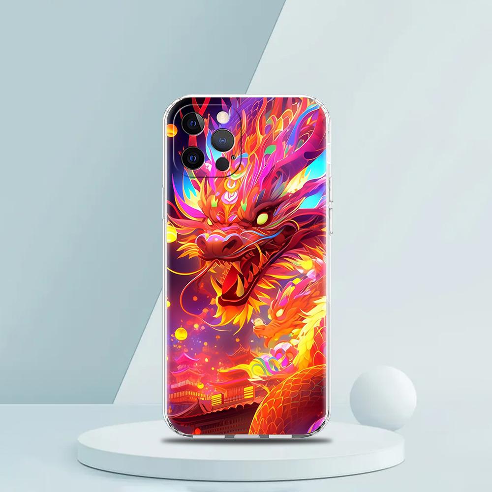 Cartoon Dragon Phone Case for iPhone 16 15 14 13 12 Pro Max Transparent Soft for iPhone 11 Pro Max 7 8 Plus XS XR Silicone Shell