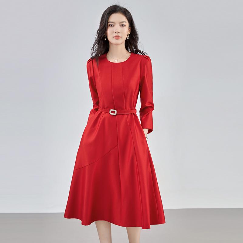 Slimming French Style A-line Belted Dress
