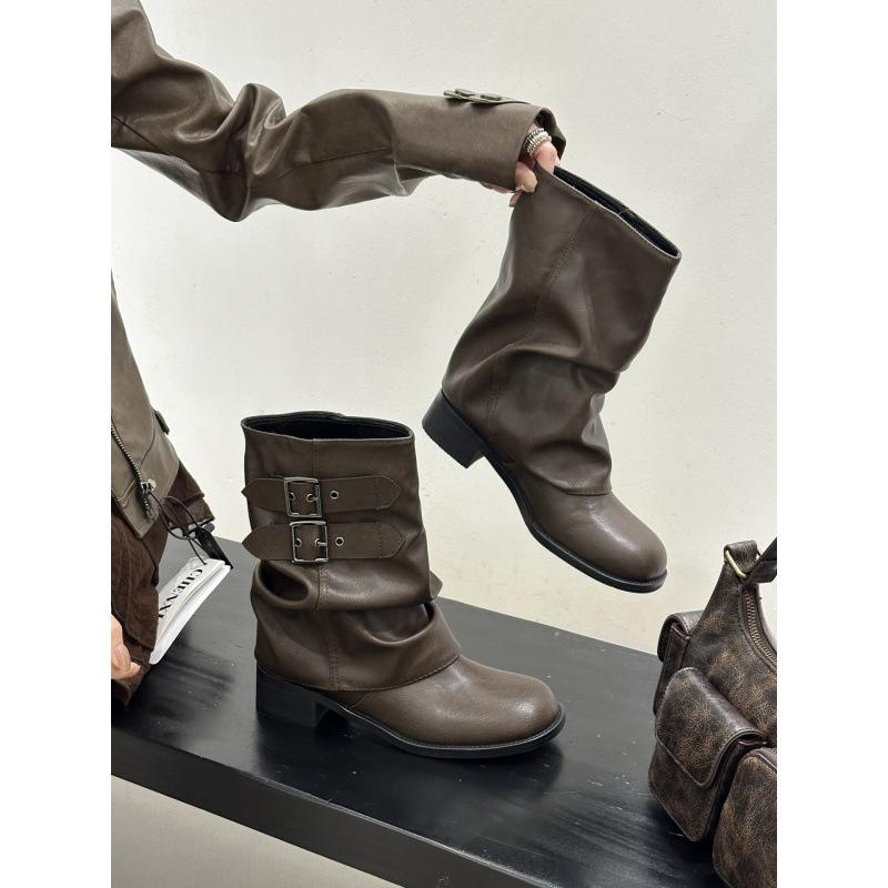 

Thick heel short boots women s new boots 2025 autumn and winter women s boots short boots niche pant tube boots sleeve western knight boots 39