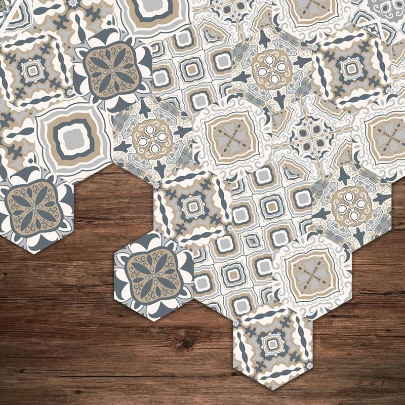 10Pcs PVC Floor Wall Sticker for Home Decor Hexagon Living Room Kitchen Bathroom Decals