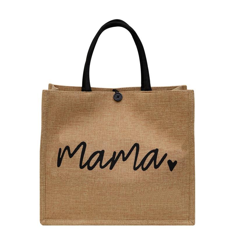 New cotton and linen handbag printed bento tote bag large capacity handbag bag letter printed women's bag