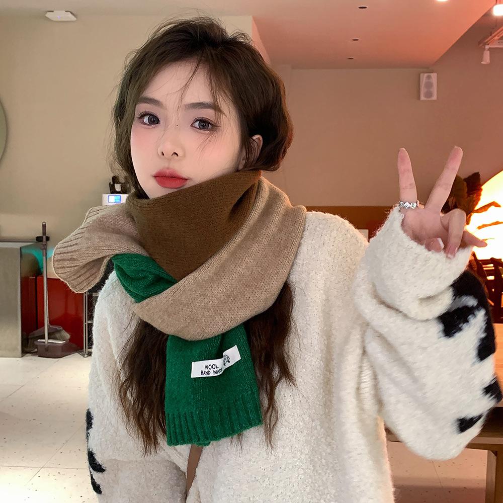 New scarf women's autumn and winter neck protection Korean version cute student warm knitting versatile color matching decorative scarf