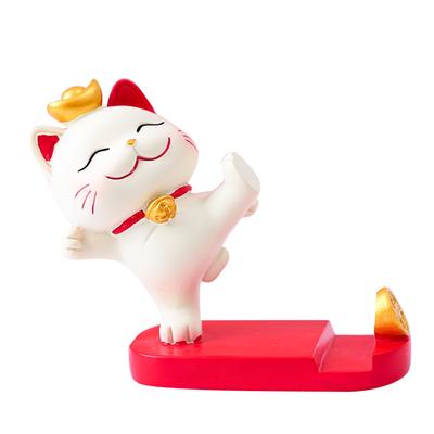 Desk Phone Stand Fortune Cat Strong Resin Light Portable Decorative Phone Holder Stand for Home