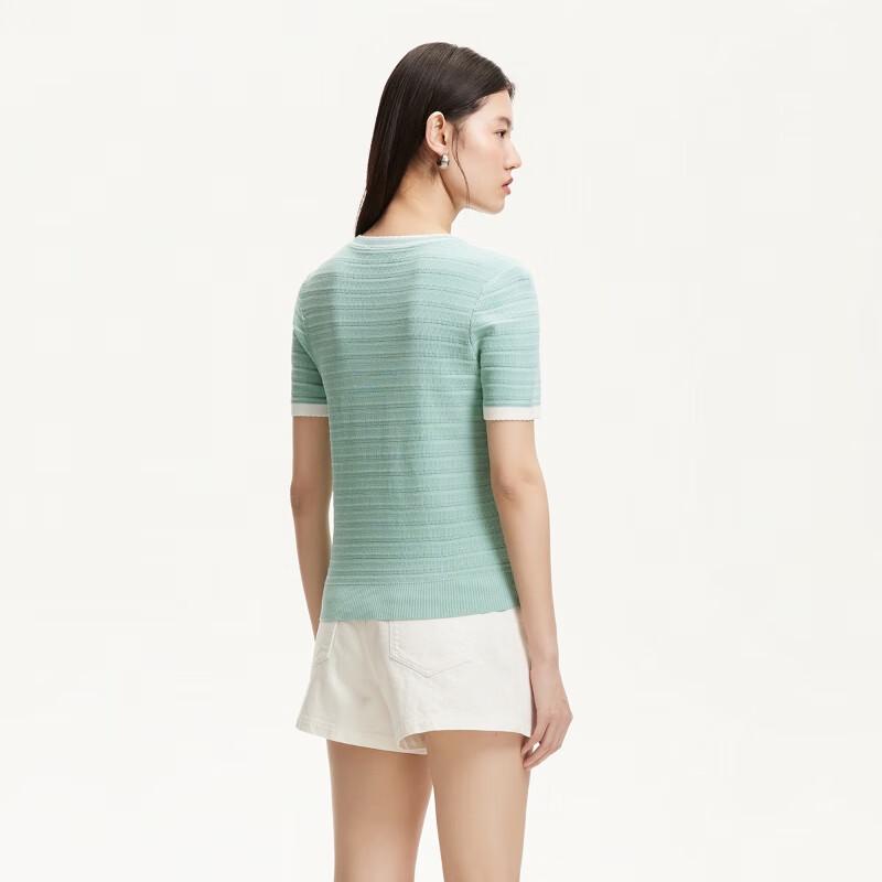 VEROMODA 2025 Letter Color-Block Round Neck Knit Top