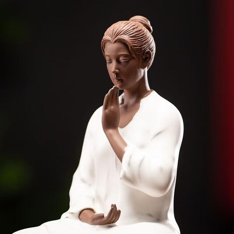 Ceramic Yoga Girl sculptures and figurines Creative Zen Home Room Office Yoga Room Table decoration and accessories