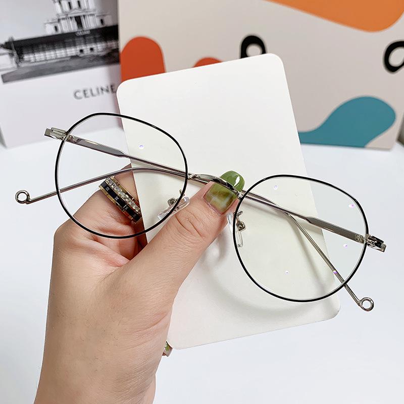 Anti-Blue Glasses Frame, Metal Flat Glasses, Thin-Footed Women S Myopia Glasses 5