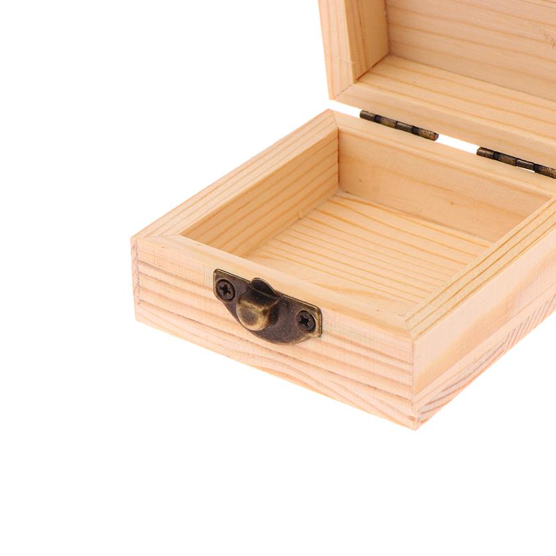 Unfinished Log Color Wooden Watch Box Diy Pine Wood Treasure Chest With Locking Clasp Hinged Lid Jewelry Storage Box