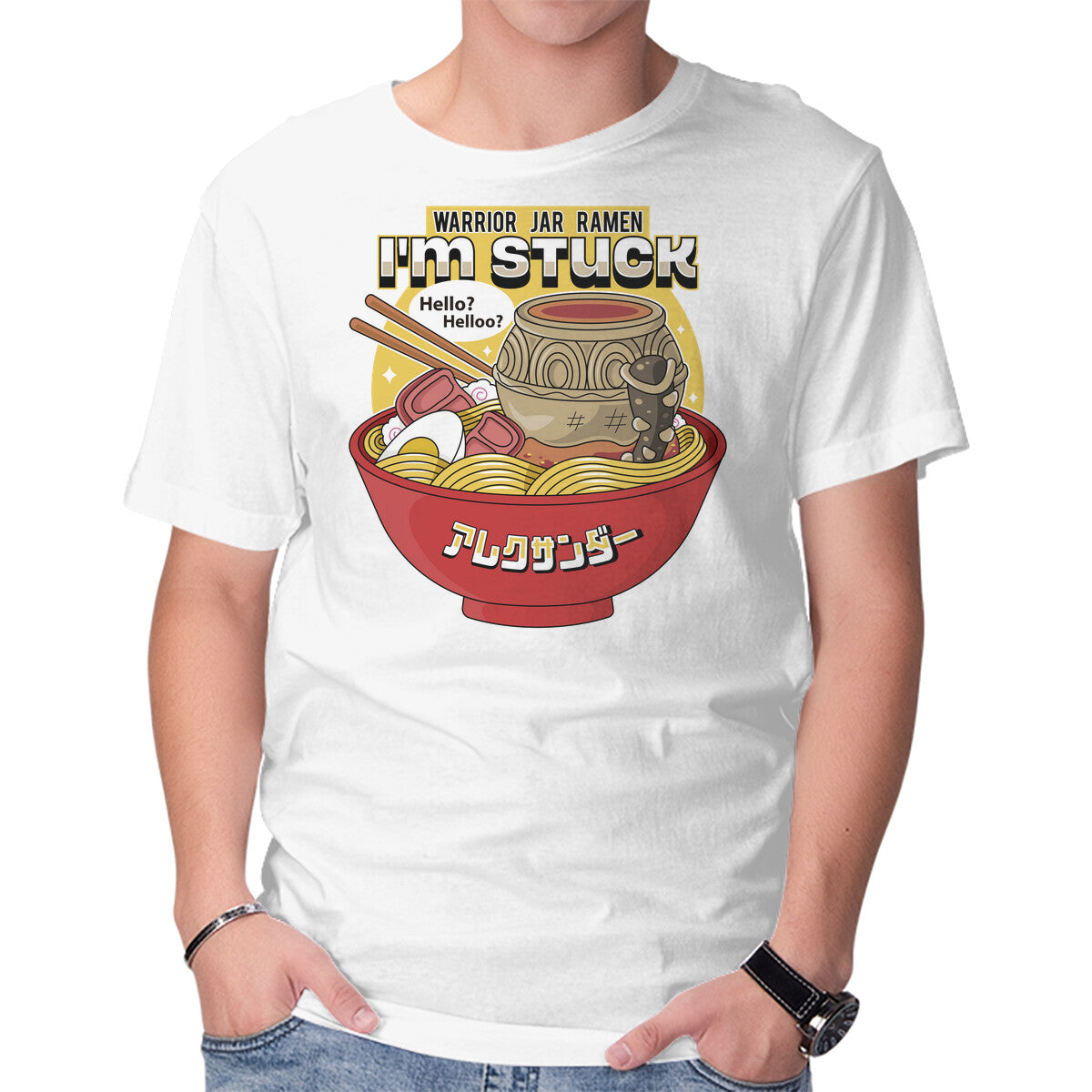 Unisex Crew Neck T-Shirt Warrior Jar Ramen Graphic Short Sleeve Casual Tee XXL