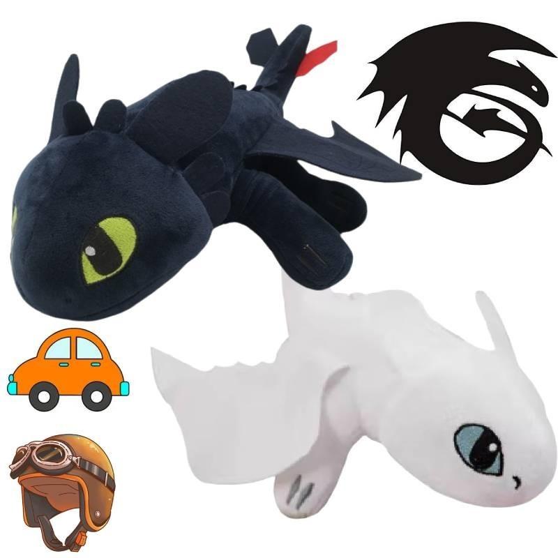 Toothless Dragon Helmet Sucker Plush Motorcycle Decoration 20cm Black