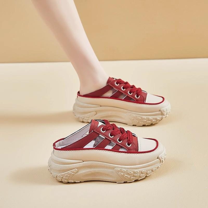 

Новые летние толстоподошвенные маффины огромны и универсальны, полые и дышащие, спортивные и повседневные крутые шлепанцы баотоу 40 красный