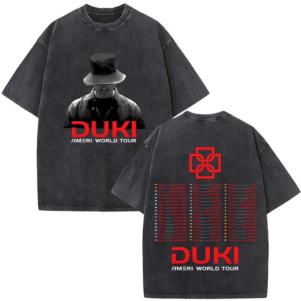 Vintage Washed Rapper Duki Merch Tshirt Mens Women Clothing Fashion Hip Hop Oversized Tshirts Cotton Short Sleeve T Shirts