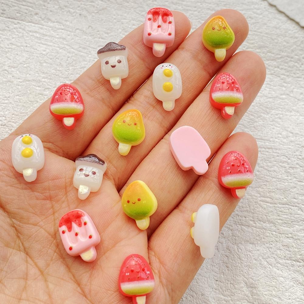 30pcs Mix Resin Colorful Mini Fruit Ice Cream Nail Art Flatback Stone Applique DIY Christmas Charms Scrapbook Decor Crafts