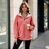 Women's Casual Half-Zip Color Hoodie for Daily Wear