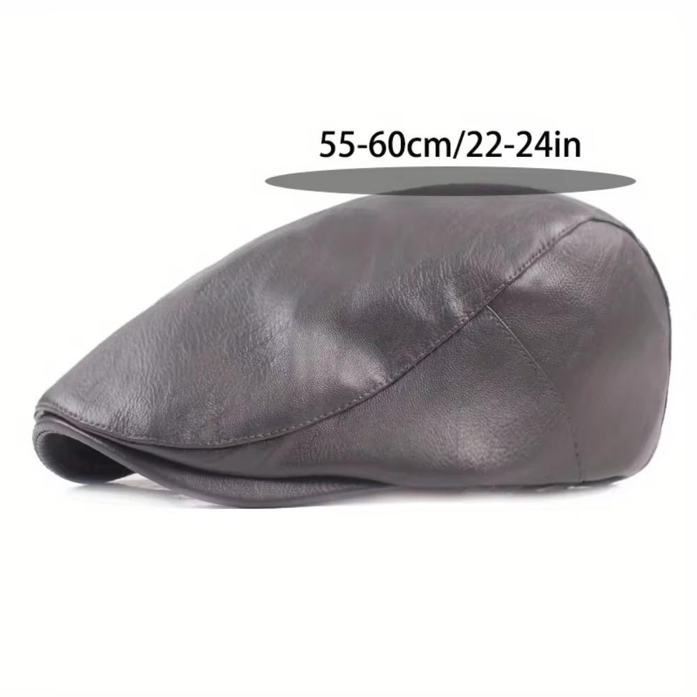 Solid Color Painter Cap PU Leather Newsboy Caps Higher Quality Beret Hat  Women Men