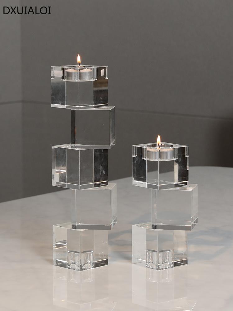 Crystal Glass Candlestick European Light Luxury Household Romantic Candlestick Home Furnishings Dining Table Candlestick
