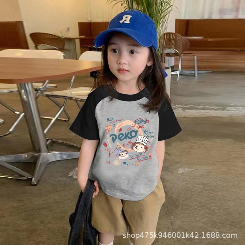 Kids Cotton Short Sleeve T Shirt Summer Thin Casual Round Neck Top Unisex Half Sleeve Tee