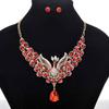 Exquisite Retro Peacock Necklace With Colorful Ear Studs Rhinestone Jewelry Set