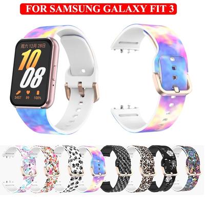 Armband für Samsung Galaxy Fit 3 Uhr Print Silikonband Universal Damen Outdoor Armband Universalband für Samsung Galaxy Fit3