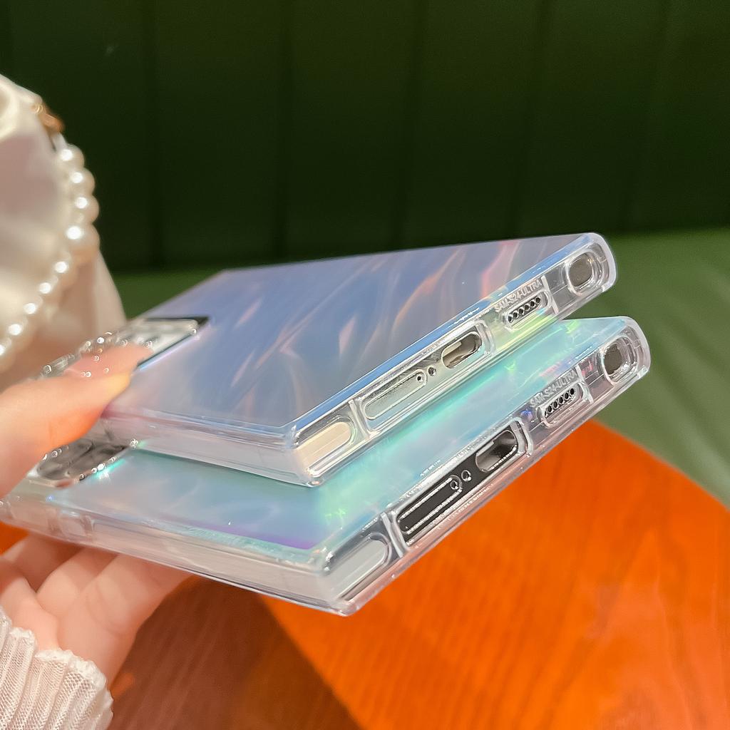 For Samsung Galaxy S24 Ultra Electroplating Case Silicone+PC IMD Laser Effect Phone Cover