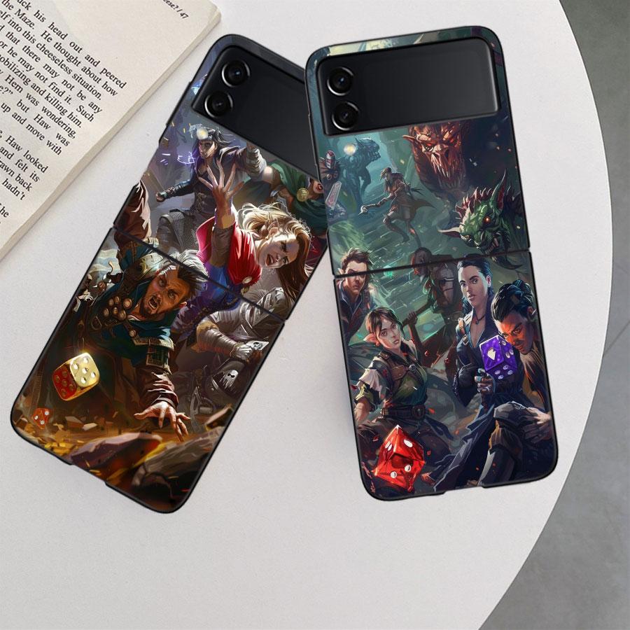 Game D-Dungeons D-Dragons D-DND Phone Case For Samsung Z Flip 7 6 5G Galaxy Z Flip 5 4 3 Black Hard Cell Cover Luxury PC Shell