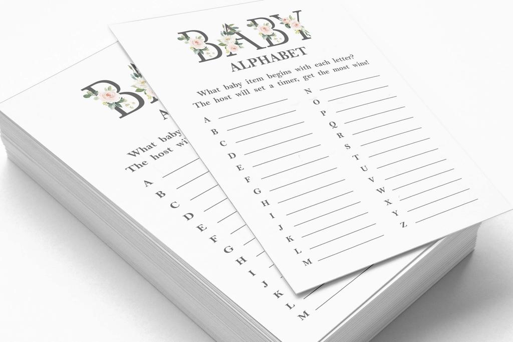Inkdotpot Gender Neutral Baby Shower Game Set Of 50 Baby Alphabet ABC Game Party