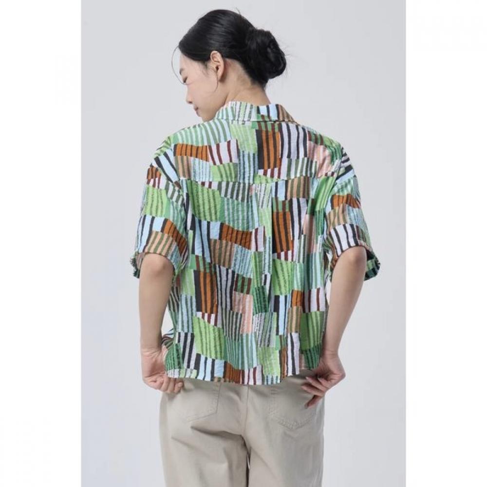 Benetton Women S Multi Stripe Short Sleeve blouSe Babl97631