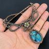 Blue Topaz Necklace, 999 Copper Wire Wrapped Jewelry, Gemstone Jewelry Adjustable Chain Necklace, Handmade Wedding Gift Jewelry