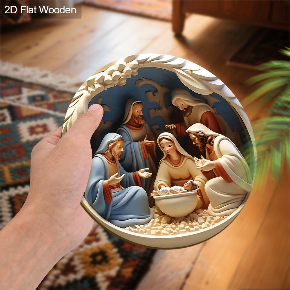 Nativity Scene Wooden Sign - Charming Vertical Christmas Sign with Jesus Theme - Unique Decorative Sign and Plaques - Ideal Front Door Decor