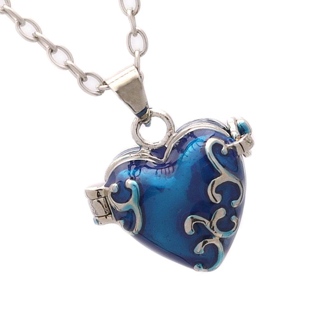 Vintage Brass Heart Resin Locket Necklace with Storage Compartment Adjustable Clavicle Chain Accessories for Women